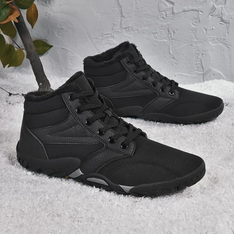 Mens Womens Winter Hiking Boots Wide Toe Box Warm Snow Boots Minimalist Barefoot Boots Zero Drop Sole Waterproof Non-Slip Ankle Booties