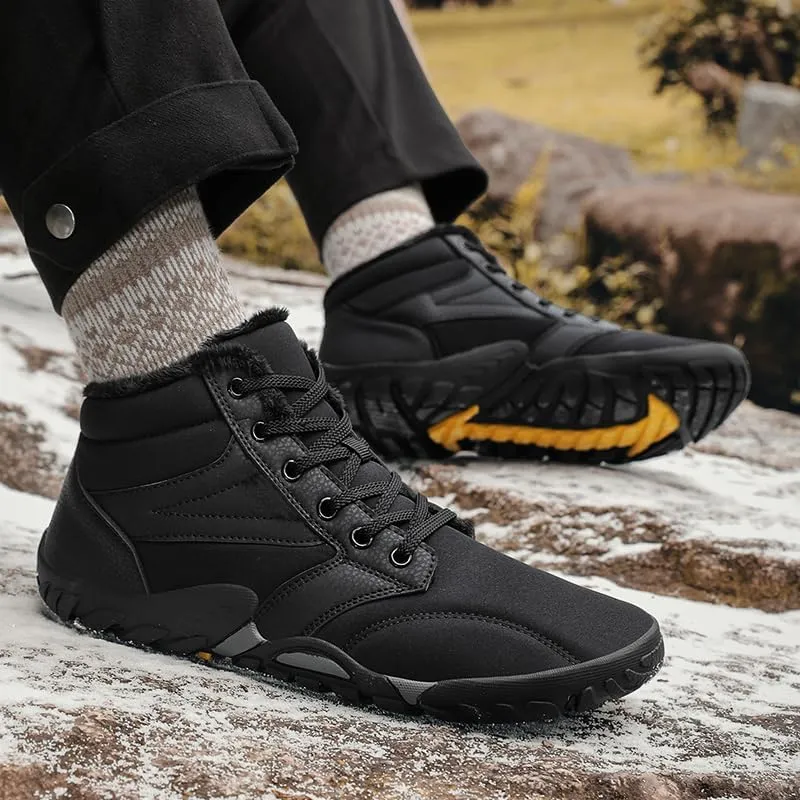 Mens Womens Winter Hiking Boots Wide Toe Box Warm Snow Boots Minimalist Barefoot Boots Zero Drop Sole Waterproof Non-Slip Ankle Booties