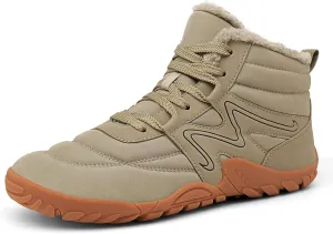 Mens Womens Winter Hiking Boots Wide Toe Box Warm Snow Boots Minimalist Barefoot Boots Zero Drop Sole Waterproof Non-Slip Ankle Booties