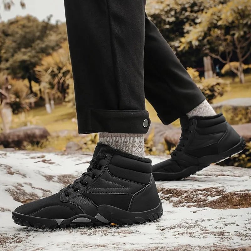 Mens Womens Winter Hiking Boots Wide Toe Box Warm Snow Boots Minimalist Barefoot Boots Zero Drop Sole Waterproof Non-Slip Ankle Booties