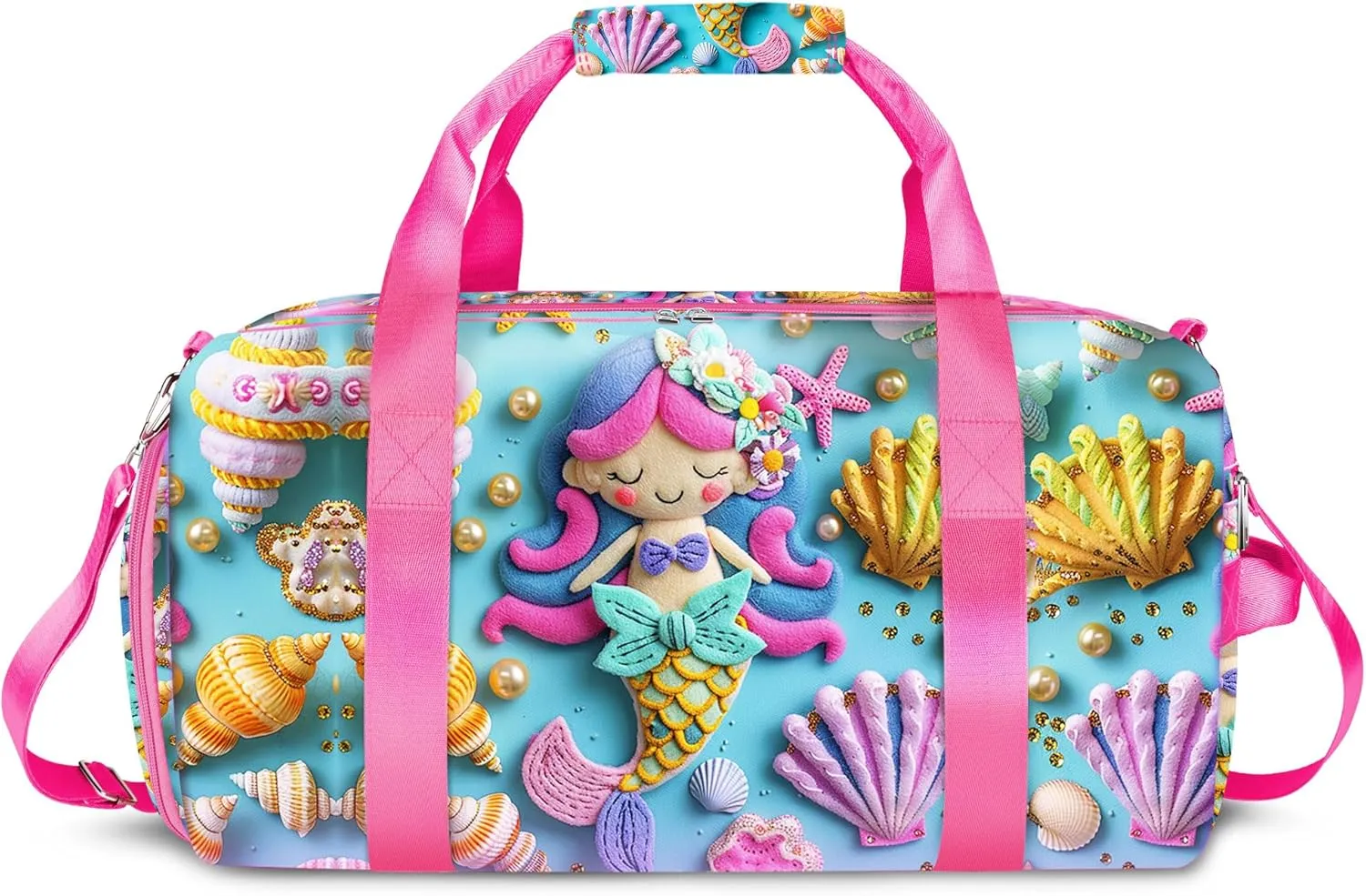 Mermaid Duffle Bag for Girls and Woman,Dance Bag Girls,Overnight Bag Gymnastics Sports Bag for Kids with Shoe Compartments,Woman Travel Weekender Sleepover Carry On Bag