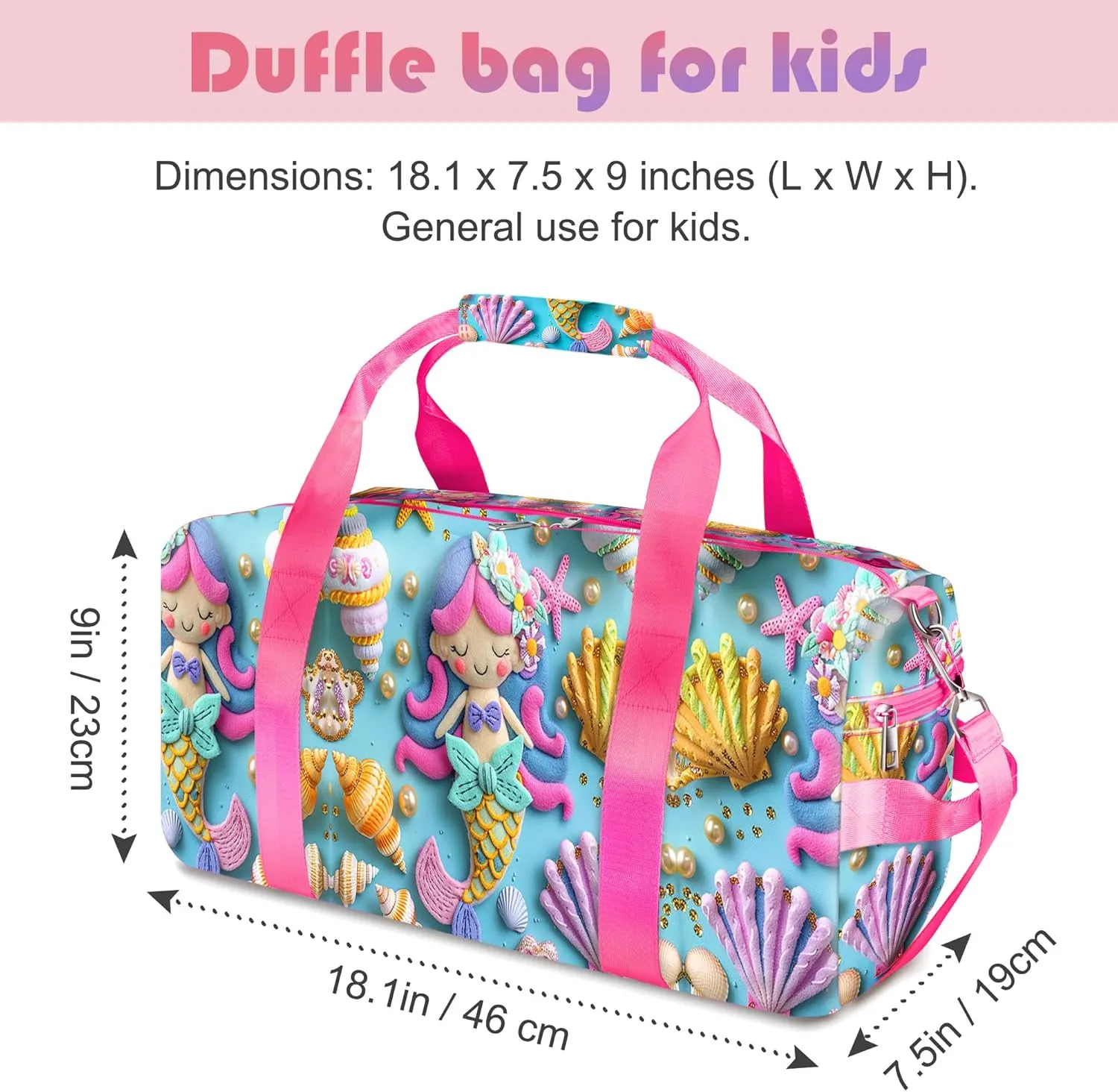 Mermaid Duffle Bag for Girls and Woman,Dance Bag Girls,Overnight Bag Gymnastics Sports Bag for Kids with Shoe Compartments,Woman Travel Weekender Sleepover Carry On Bag