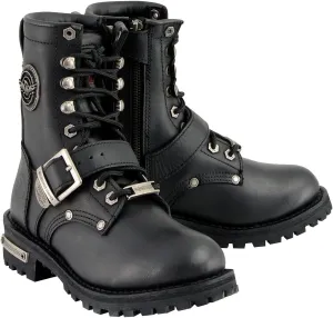 Milwaukee Leather Women's Premium Leather Lace-Up Motorcycle Rider Boots Collection MBL - 9.5
