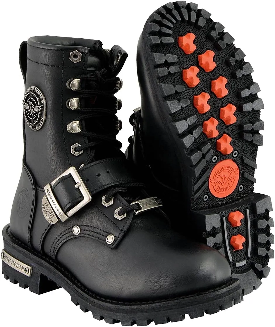 Milwaukee Leather Women's Premium Leather Lace-Up Motorcycle Rider Boots Collection MBL - 9.5