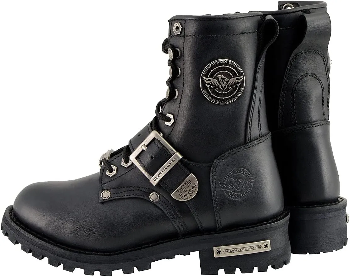 Milwaukee Leather Women's Premium Leather Lace-Up Motorcycle Rider Boots Collection MBL - 9.5