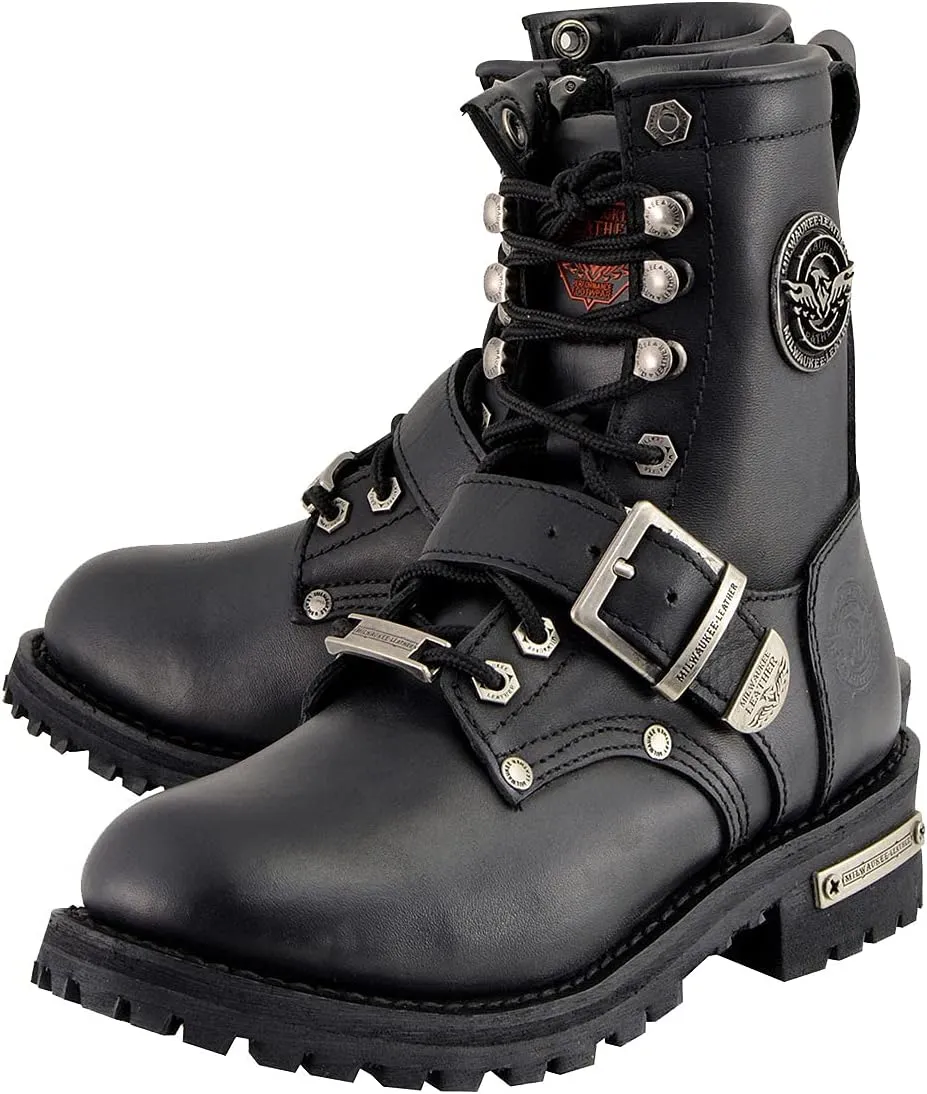 Milwaukee Leather Women's Premium Leather Lace-Up Motorcycle Rider Boots Collection MBL - 9.5