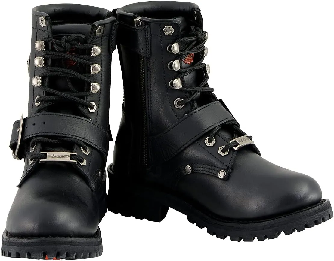 Milwaukee Leather Women's Premium Leather Lace-Up Motorcycle Rider Boots Collection MBL - 9.5