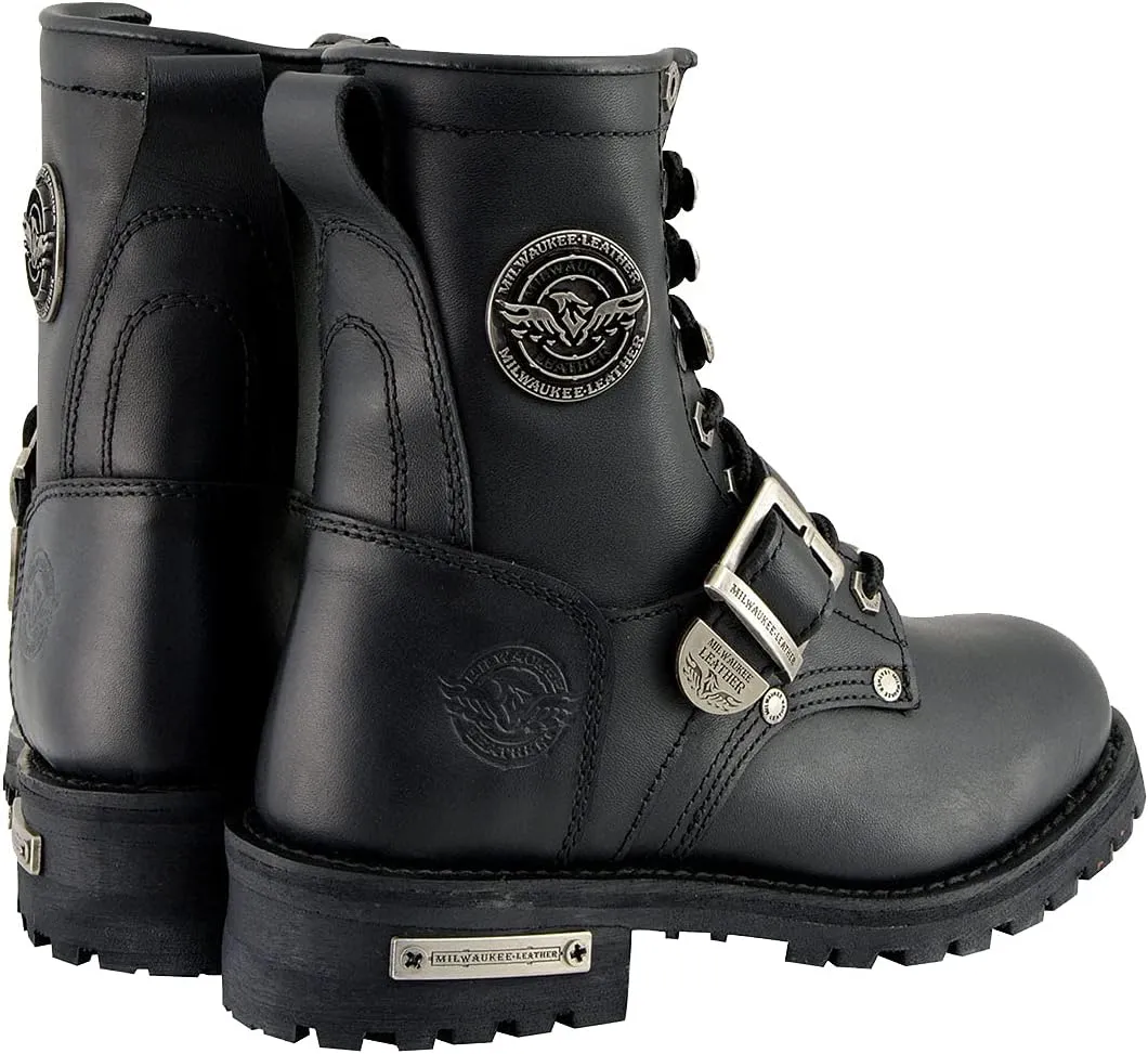 Milwaukee Leather Women's Premium Leather Lace-Up Motorcycle Rider Boots Collection MBL - 9.5