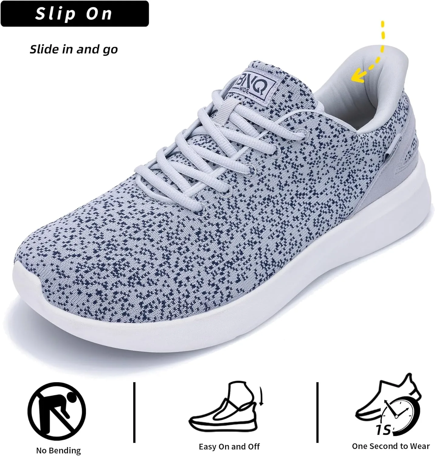 Minimalist Walking Shoes for Men Wide Toe Box Slip On Tennis Summer Shoes Zero Drop Arch Support Comfortable Gym Athletic Workout Fashion Sneakers Size US7-12
