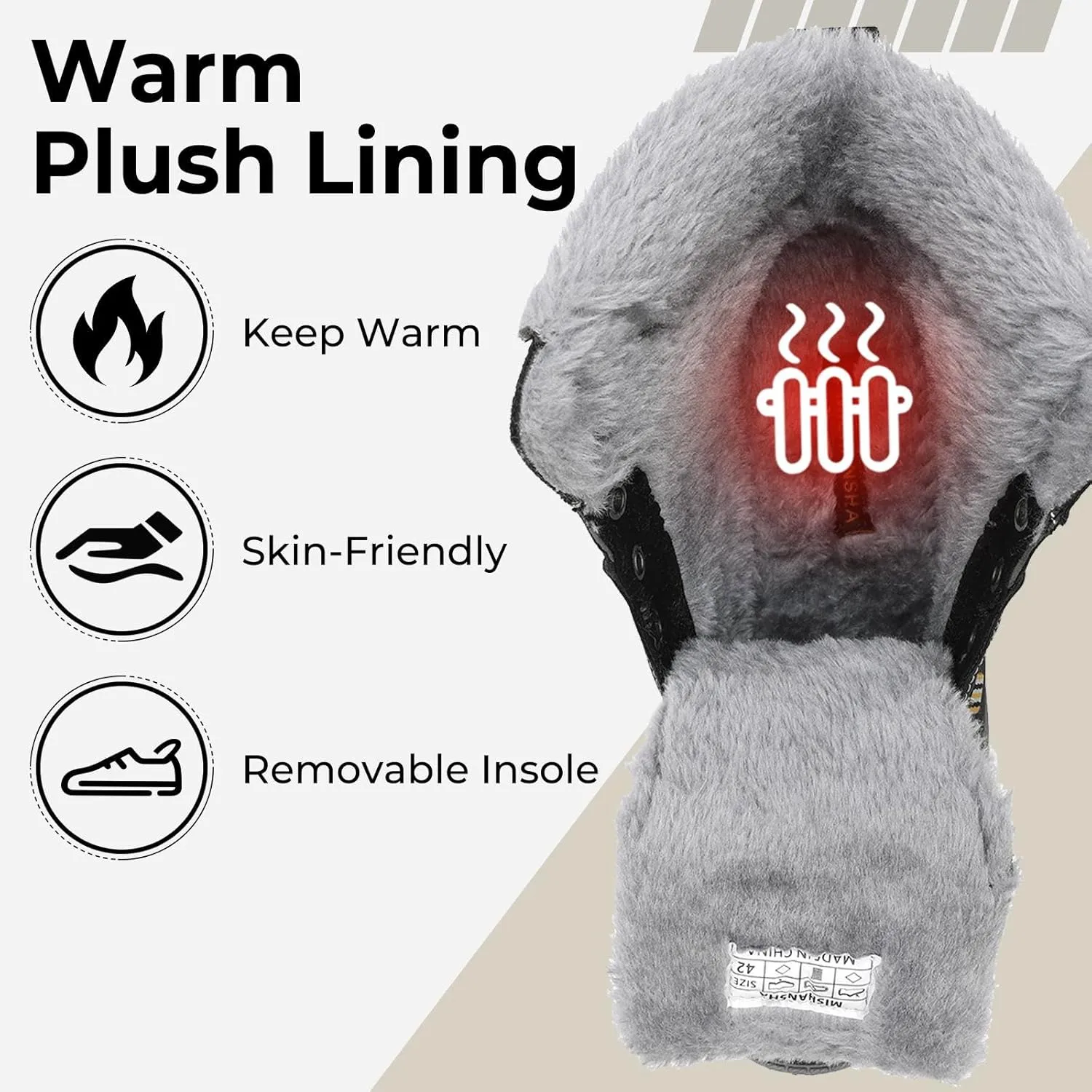 Mishansha Mens Womens Winter Hiking Boots Waterproof Non Slip Warm Lined Snow Boots for Outdoor Trekking