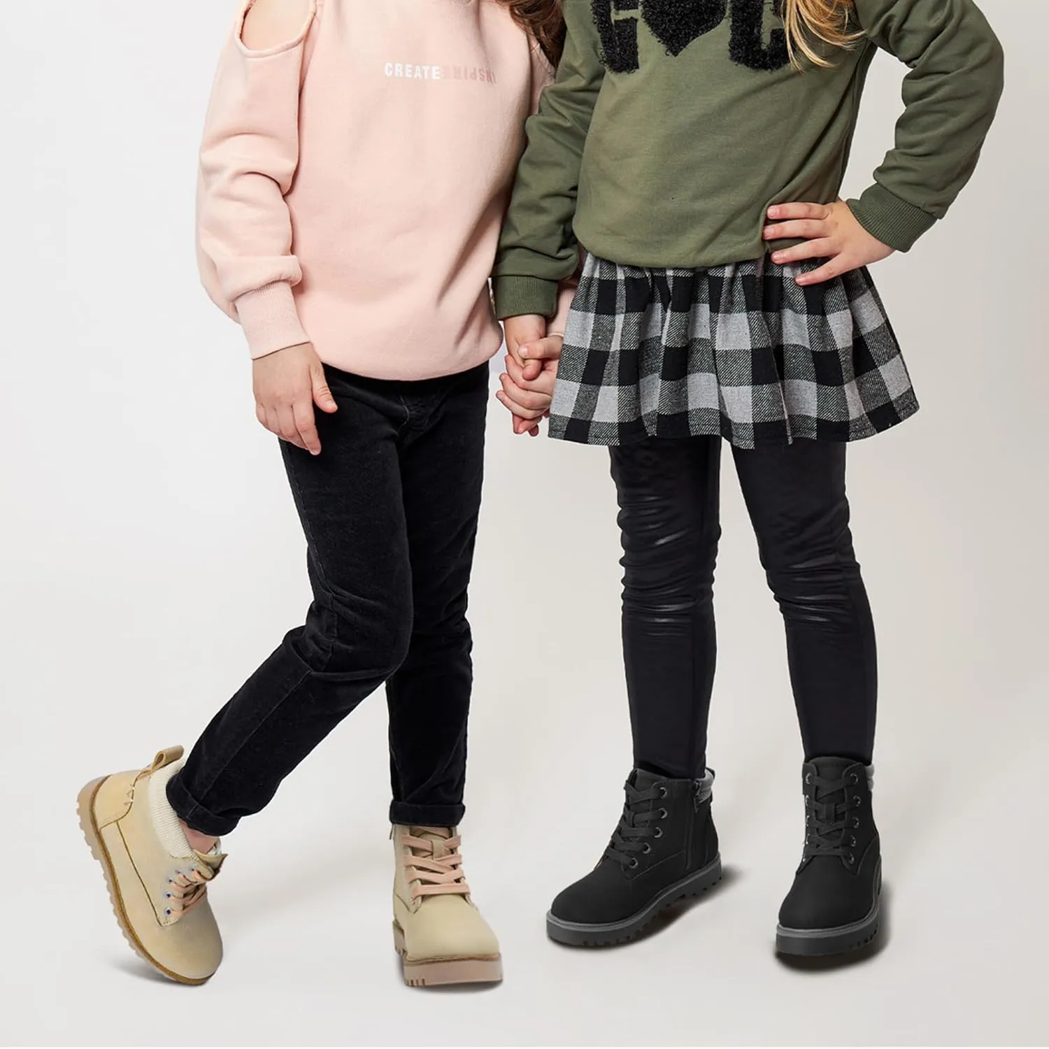 MIXIN Girls Boys Combat Hiking Snow Boots Waterproof Non-Slip Fashion Work Ankle Boots with Lace Up Side Zipper for Little Big Kids