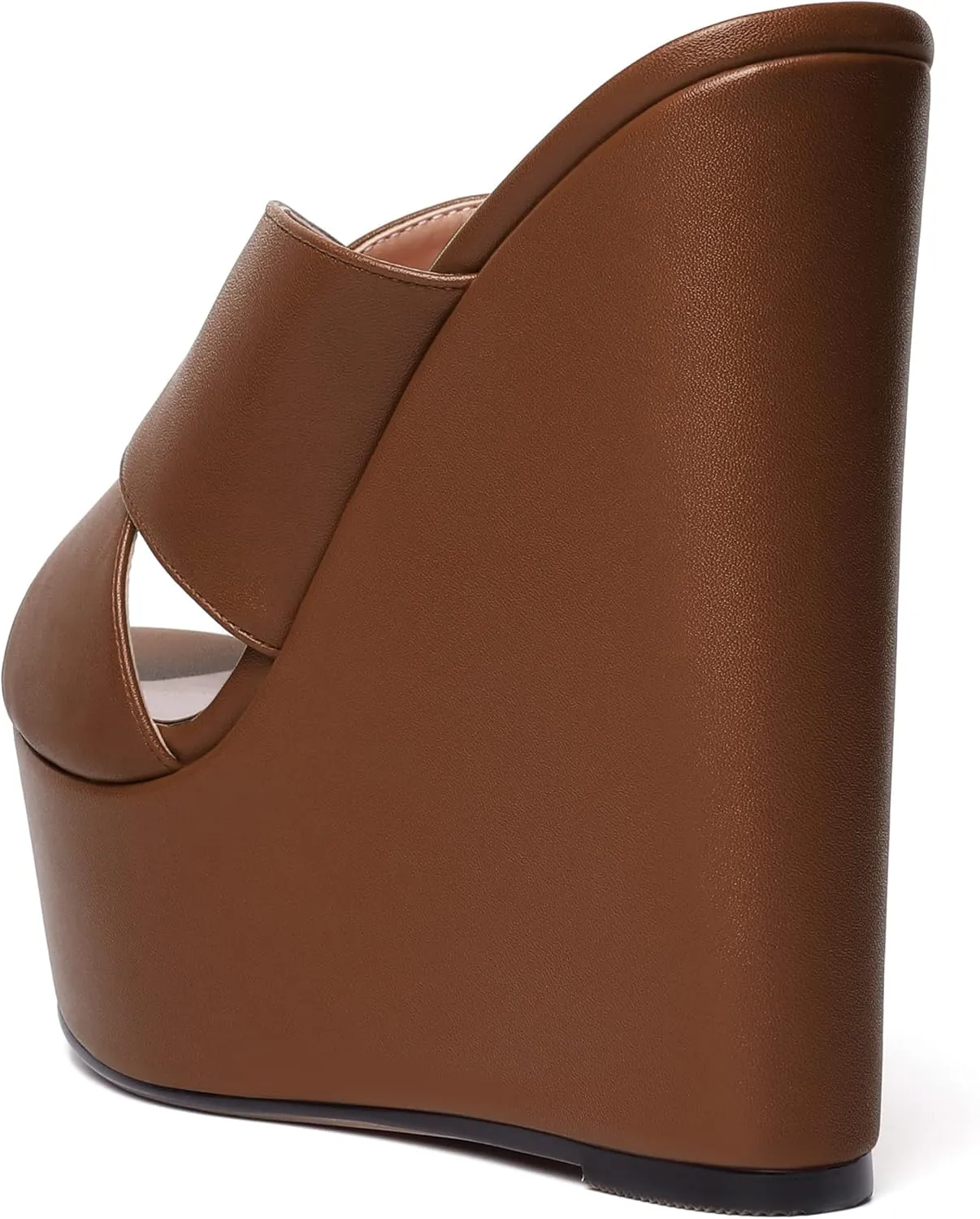 MODENCOCO Womens Sexy Slip On Party Open Toe Matte Casual Wedge High Heel Platforms Dressy Sandals 6 Inch