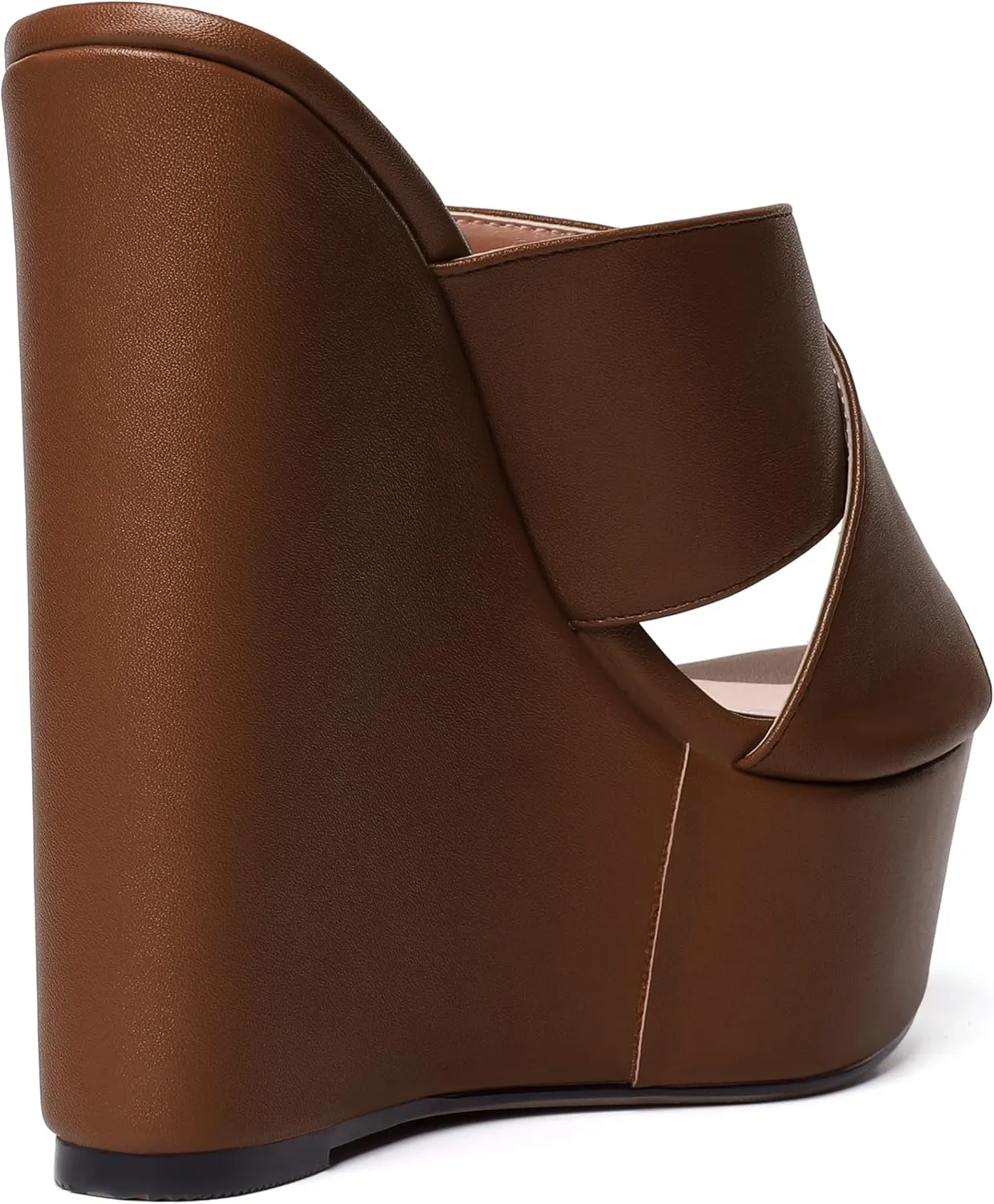 MODENCOCO Womens Sexy Slip On Party Open Toe Matte Casual Wedge High Heel Platforms Dressy Sandals 6 Inch