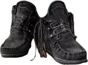 MOYOWEI Women's Vintage Cowboy Fringed Ankle Boots,Lightweight Comfy Suede High Top Round Toe Hippie Moccasin Short Booties