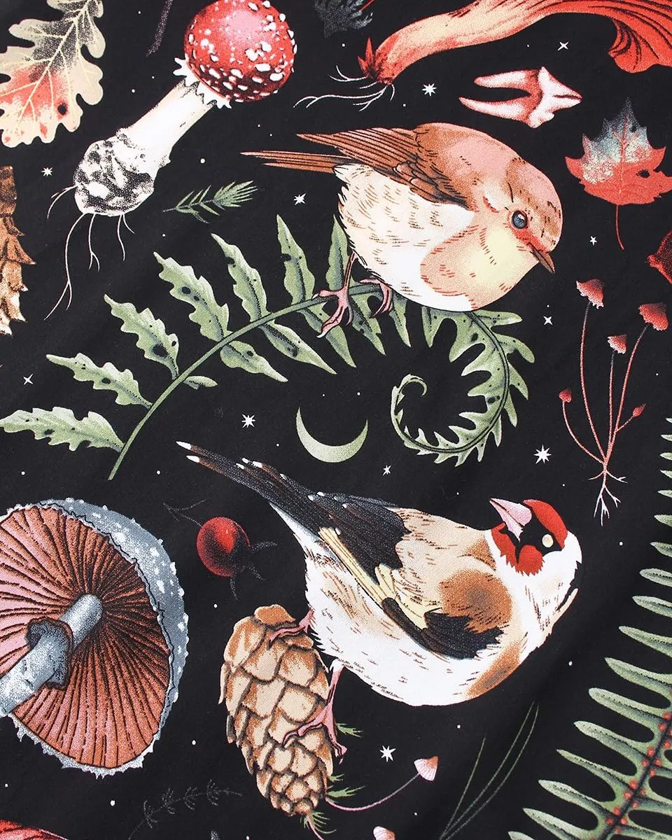Mushrooms Fairyland Forest Forest Nature Print, V-neck Jumpsuit, Sleeveless, Backless, Tie Halters