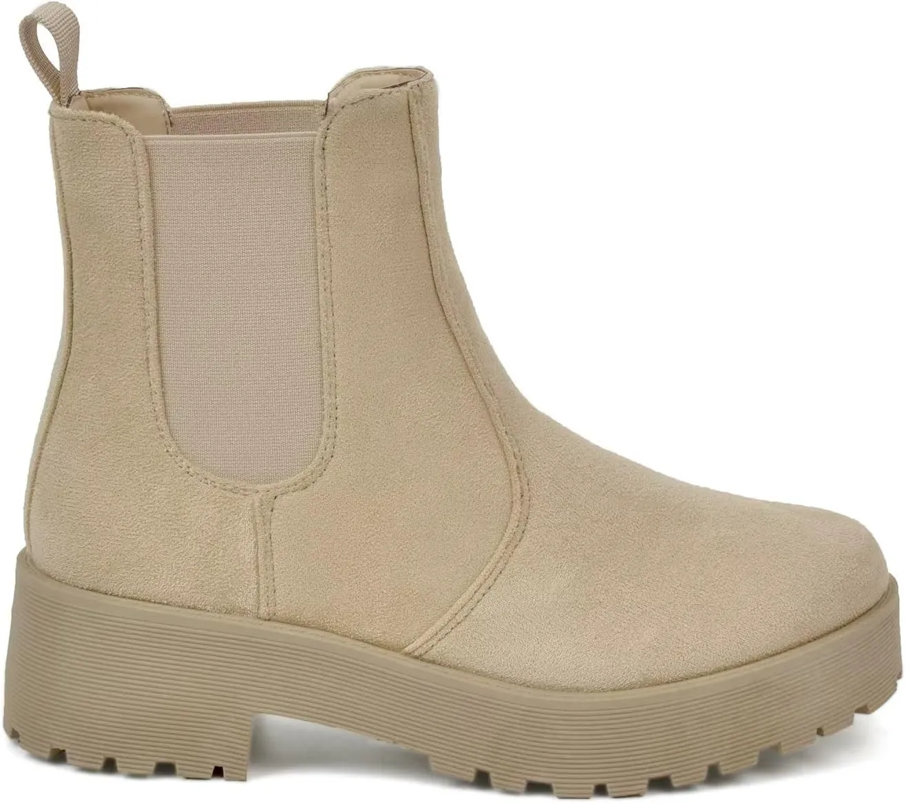 MUSSHOE Chelsea Chunky Heel Hiking Boots Womens Fall Ankle Platform Combat Boot Slip On Winter Moto Booties for Women Comfy