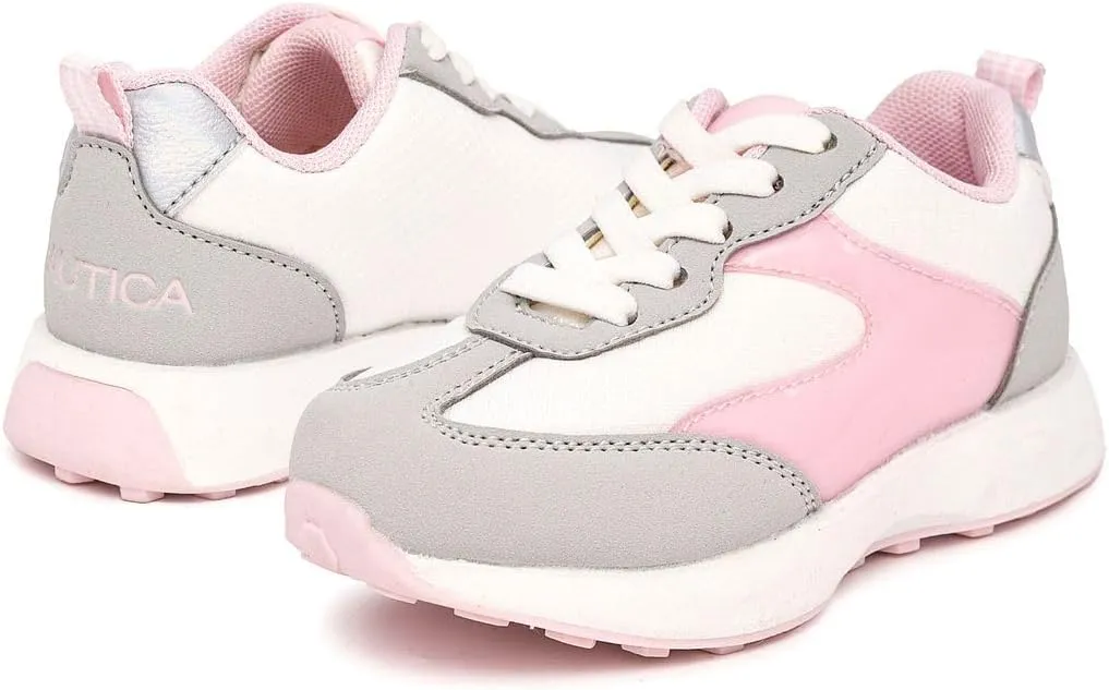 Nautica Girls' Sneakers - Lace-Up Tennis Shoes, Casual & Comfortable for Toddlers,Toddler, Little Kids & Big Kids (Platform/Regular)