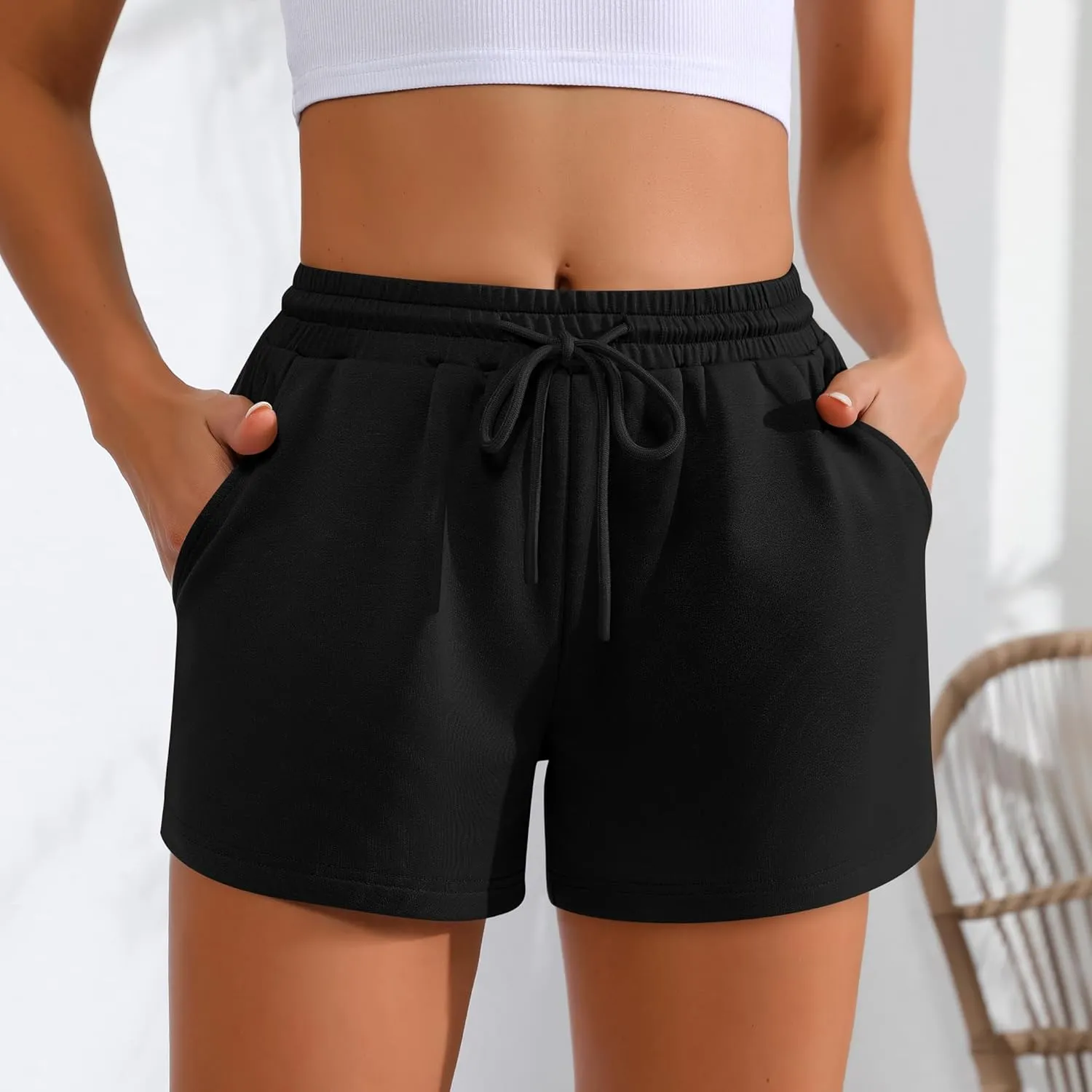 Neer 3 Pack Womens Sweat Shorts Comfy Casual Lounge Drawstring High Waist Summer Athletic Shorts with Pocket 2025