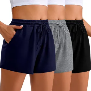 Neer 3 Pack Womens Sweat Shorts Comfy Casual Lounge Drawstring High Waist Summer Athletic Shorts with Pocket 2025