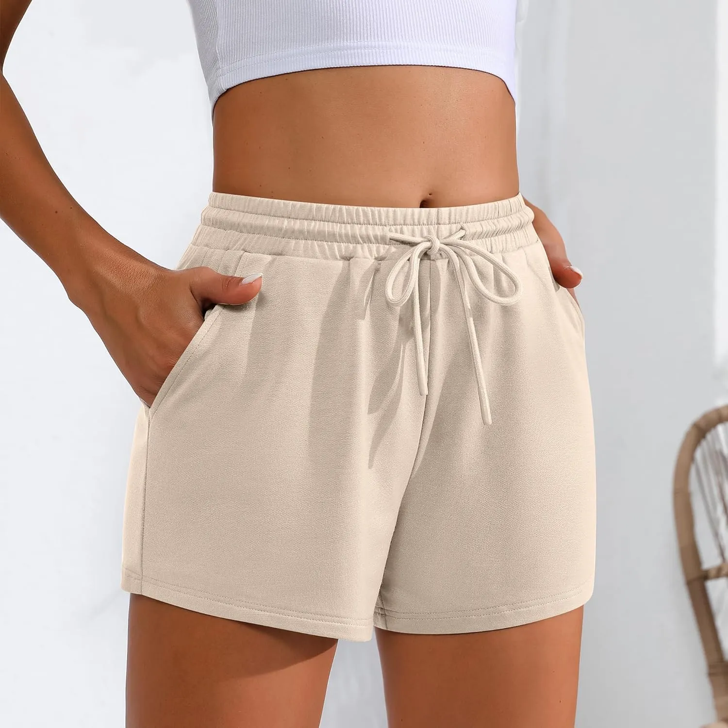 Neer 3 Pack Womens Sweat Shorts Comfy Casual Lounge Drawstring High Waist Summer Athletic Shorts with Pocket 2025
