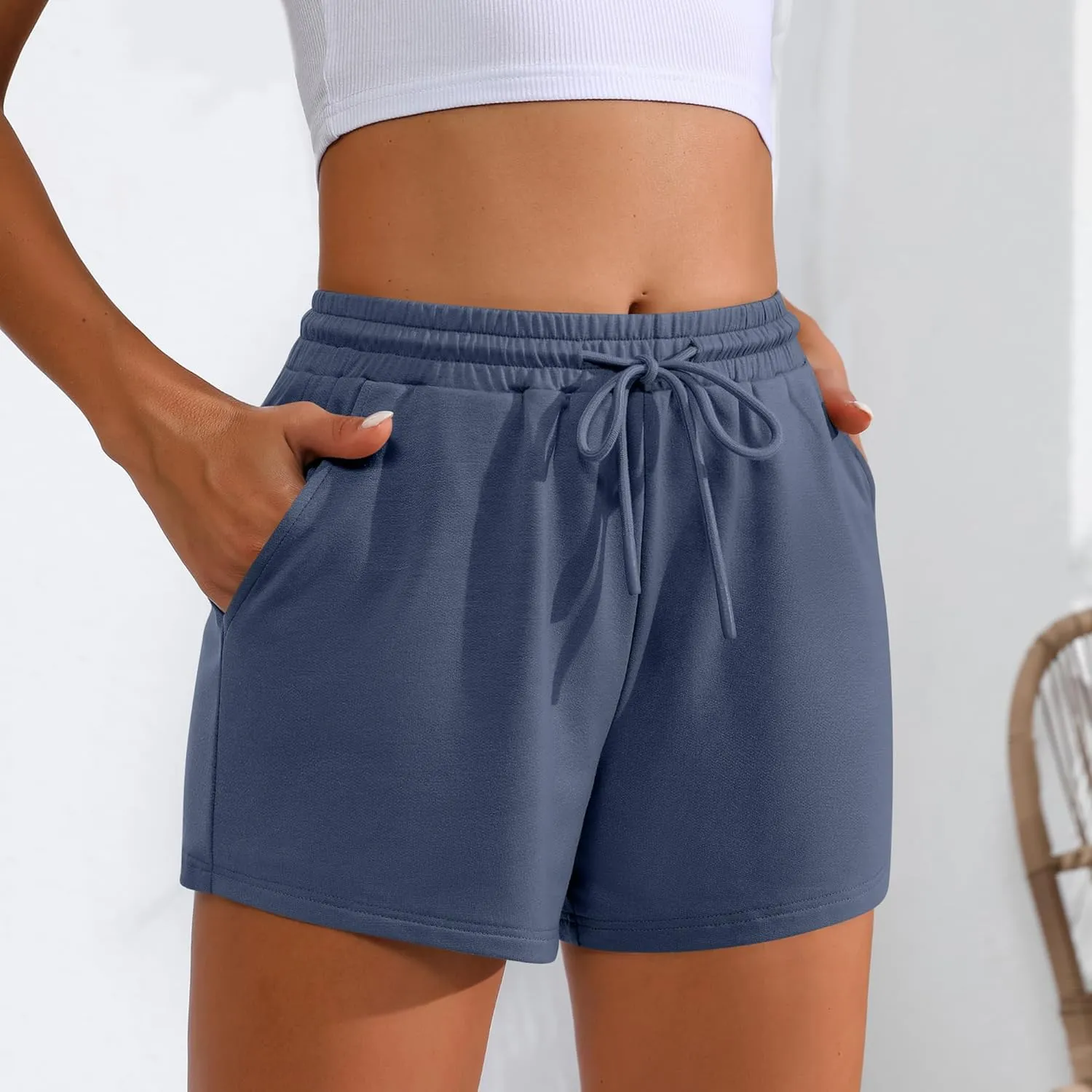 Neer 3 Pack Womens Sweat Shorts Comfy Casual Lounge Drawstring High Waist Summer Athletic Shorts with Pocket 2025