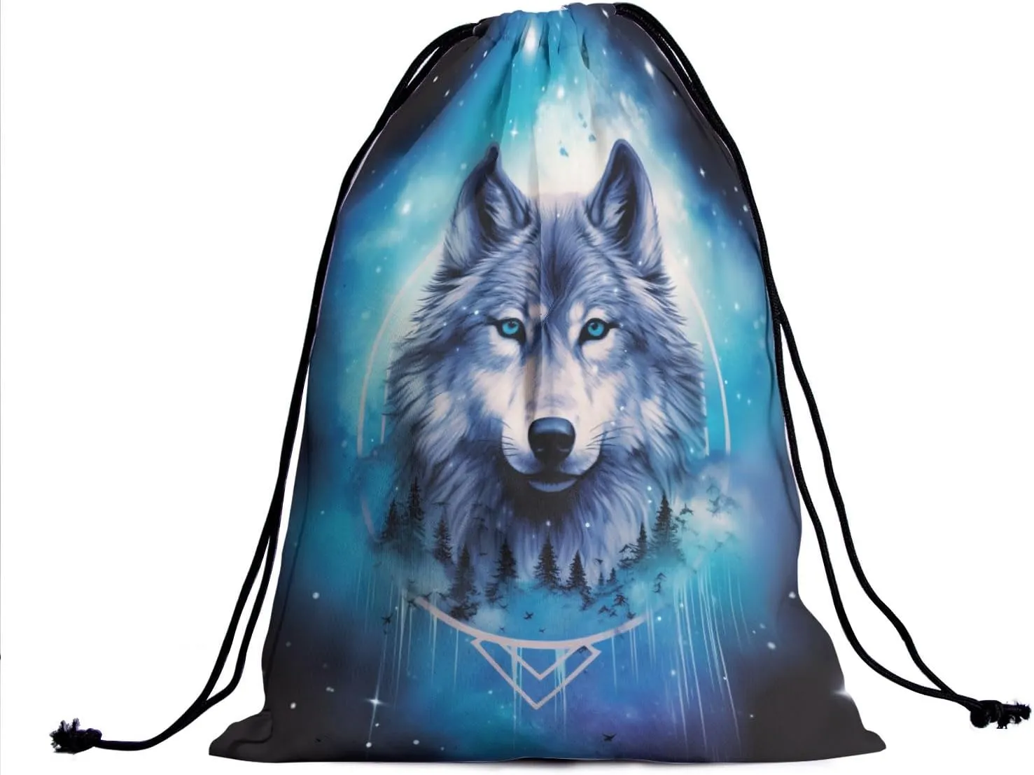 Nerxy Forest Wolf Gymnastics Grip Bag - Galaxy Wolf Drawstring Grip Bag for Gymnasts Animal String Bag Adjustable Wildlife Gym Drawstring Pouch for Travel Sports