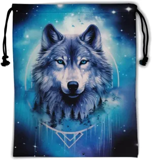 Nerxy Forest Wolf Gymnastics Grip Bag - Galaxy Wolf Drawstring Grip Bag for Gymnasts Animal String Bag Adjustable Wildlife Gym Drawstring Pouch for Travel Sports