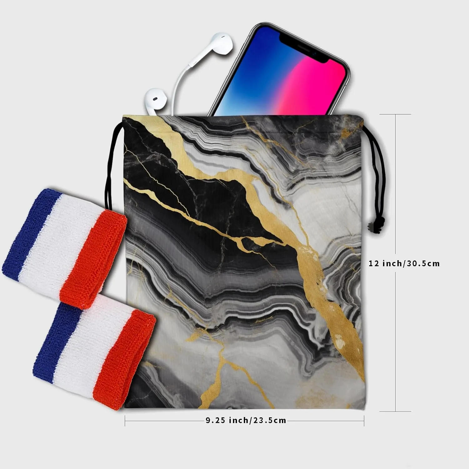 Nerxy Marble Gymnastics Grip Bag Marbles Drawstring Grip Bag Stone Gymnastics Pouch String Bag for Gym Sports Storage