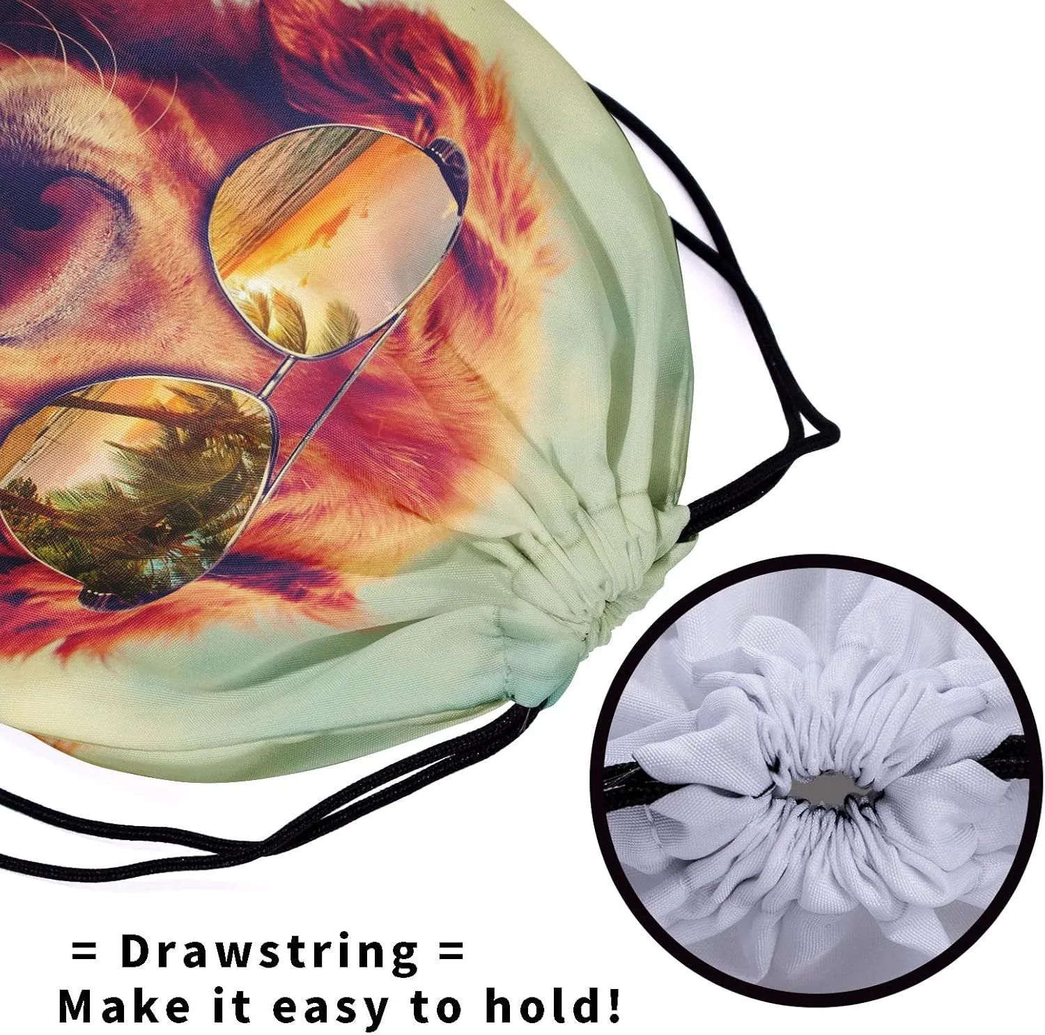 Nerxy Summer Dog Gymnastics Grip Bag - Beach Golden Retriever Grips Bag with Glasses Drawstring Storage Pouch Adjustable Polyester Towel