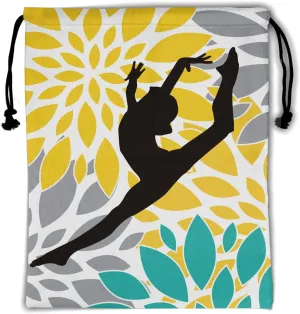 Nerxy Yellow Floral Gymnastics Grip Bag - Turquoise Grips Gym Bag for Gymnasts, Adjustable for Personal Equipment