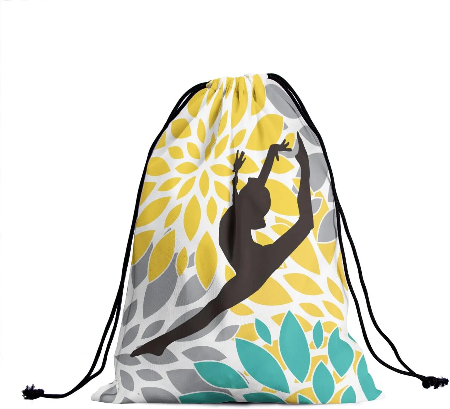 Nerxy Yellow Floral Gymnastics Grip Bag - Turquoise Grips Gym Bag for Gymnasts, Adjustable for Personal Equipment