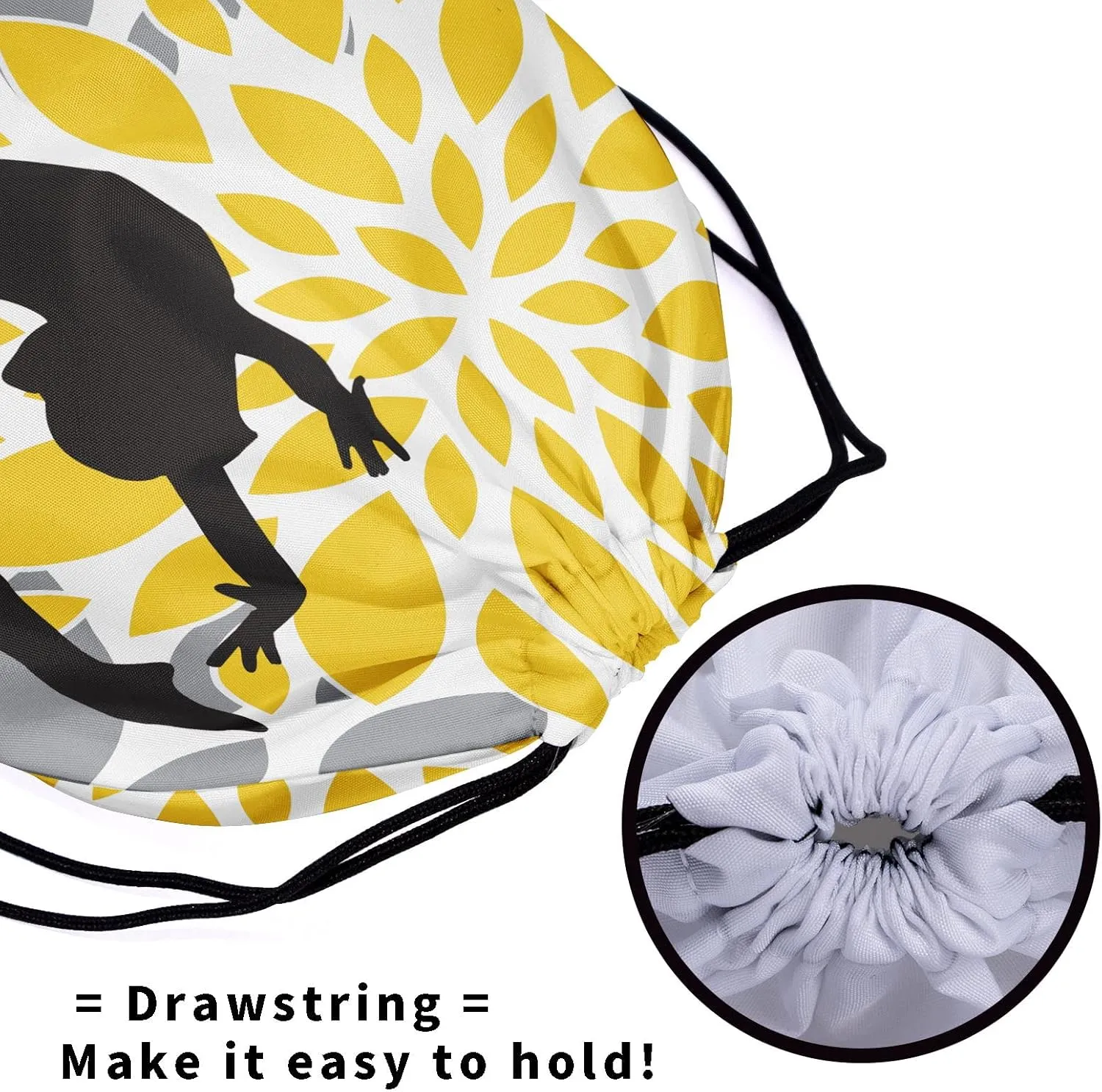 Nerxy Yellow Floral Gymnastics Grip Bag - Turquoise Grips Gym Bag for Gymnasts, Adjustable for Personal Equipment