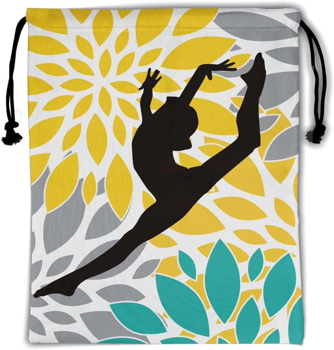 Nerxy Yellow Floral Gymnastics Grip Bag - Turquoise Grips Gym Bag for Gymnasts, Adjustable for Personal Equipment