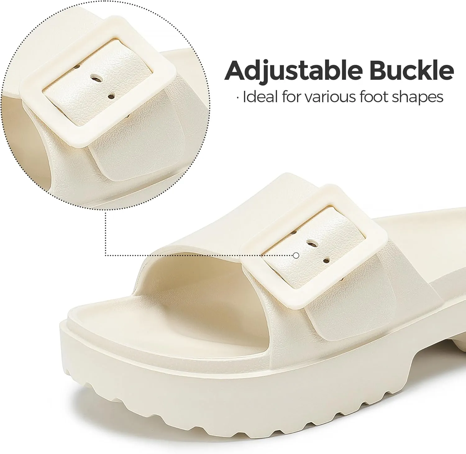NineCiFun Women's Platform Sandals Low Wedge Sandals Open Toe Slide Sandals With Adjustable Buckle