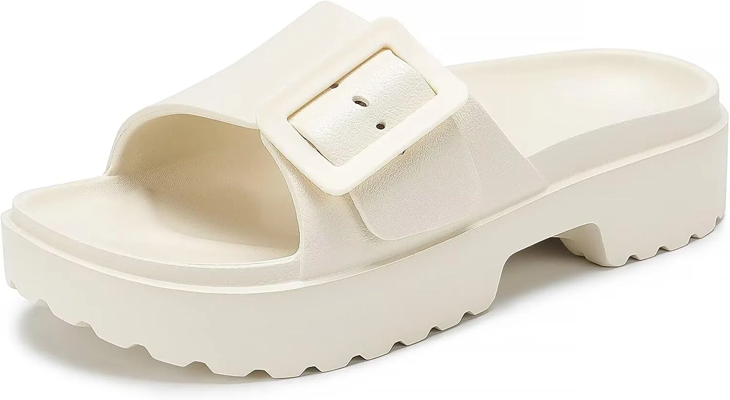 NineCiFun Women's Platform Sandals Low Wedge Sandals Open Toe Slide Sandals With Adjustable Buckle
