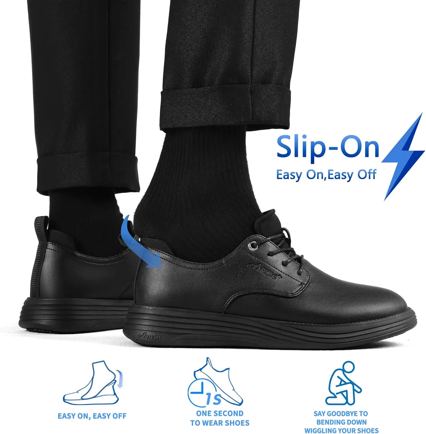 Non Slip Work Shoes for Men Waterproof Oil Resistant Slip On Lightweight for Food Service Kitchen Chef Restaurant Classic Casual Walking Dress Shoes