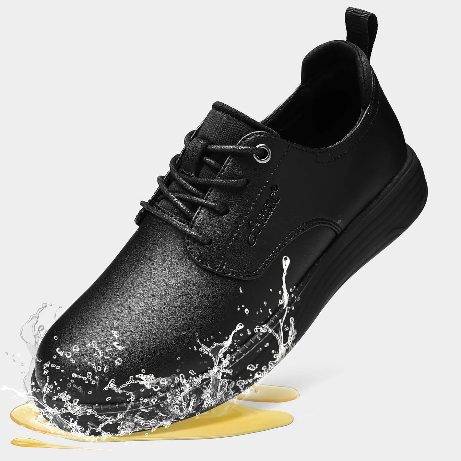 Non Slip Work Shoes for Men Waterproof Oil Resistant Slip On Lightweight for Food Service Kitchen Chef Restaurant Classic Casual Walking Dress Shoes
