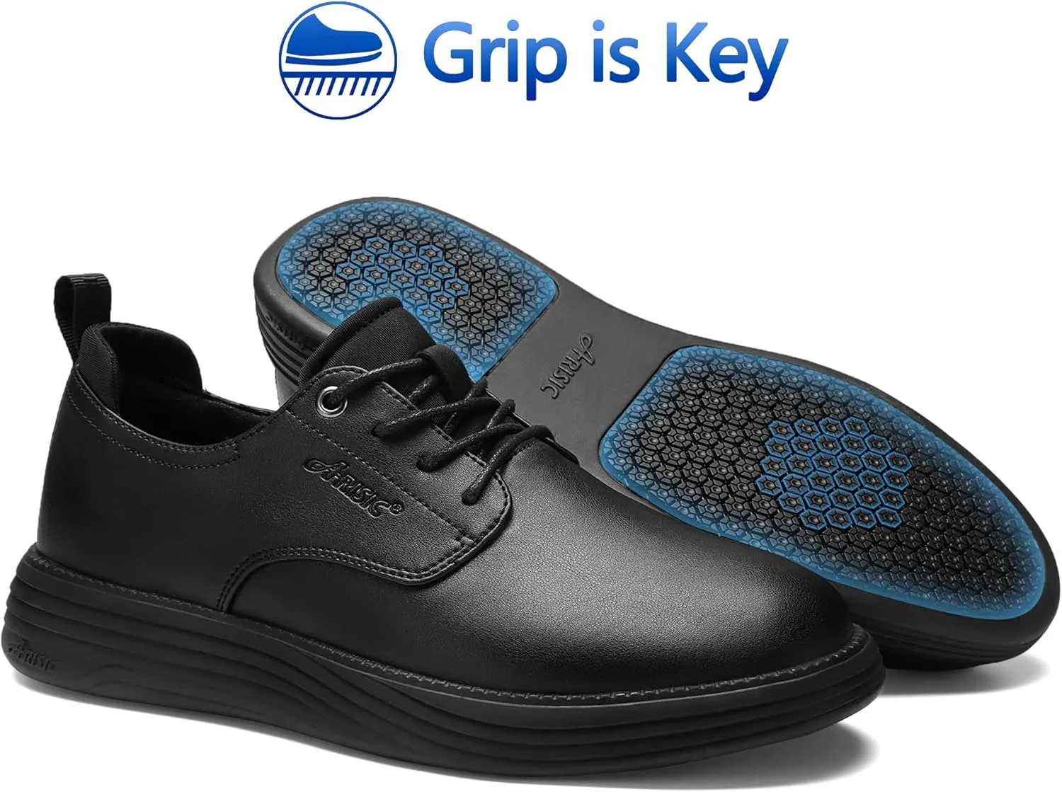 Non Slip Work Shoes for Men Waterproof Oil Resistant Slip On Lightweight for Food Service Kitchen Chef Restaurant Classic Casual Walking Dress Shoes