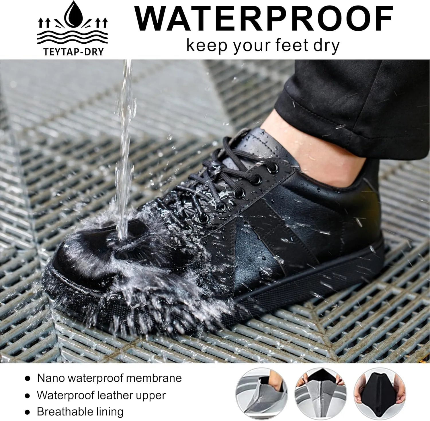 Non Slip Work Shoes for Men Women丨Waterproof Slip On Walking Loafers