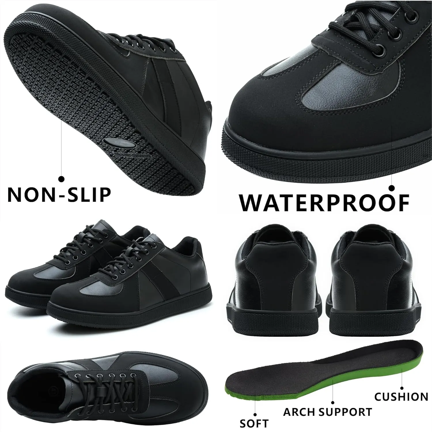 Non Slip Work Shoes for Men Women丨Waterproof Slip On Walking Loafers