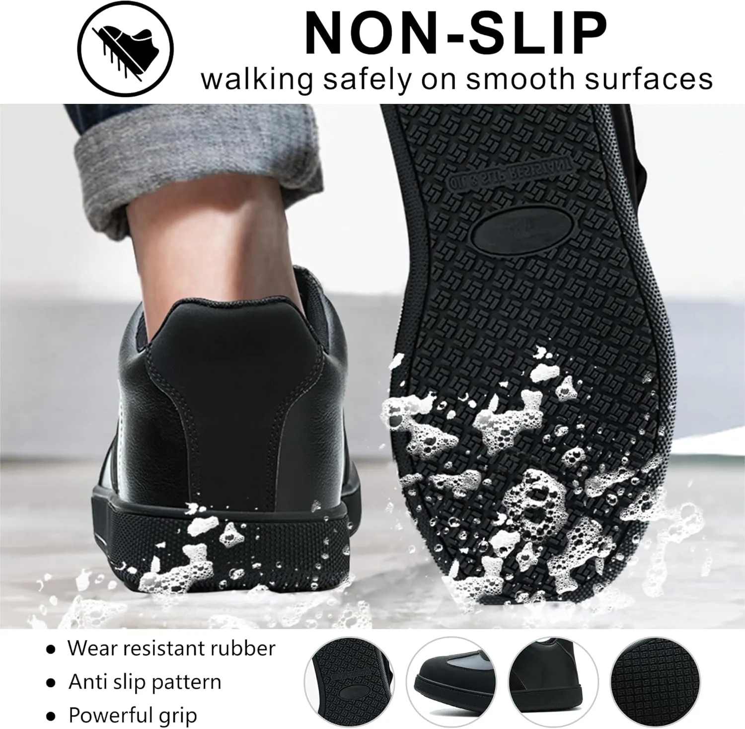 Non Slip Work Shoes for Men Women丨Waterproof Slip On Walking Loafers