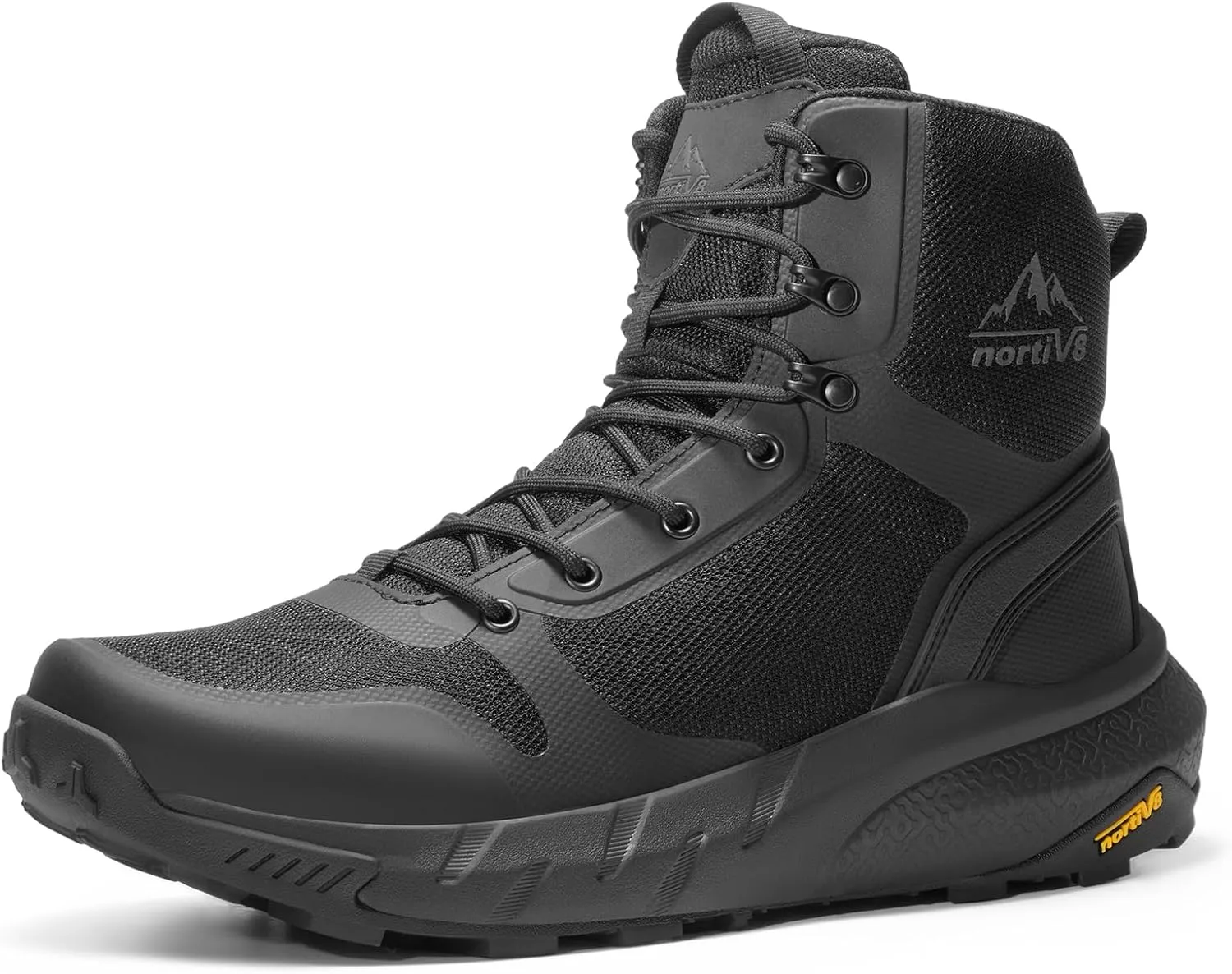 NORTIV 8 Men's Military Tactical Boot Lightweight Comfortable Boots for Work All Day Side Zipper Motorcycle Combat Hiking Boots 8 Inches Metrostrike