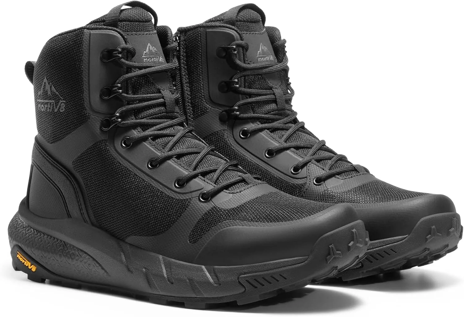 NORTIV 8 Men's Military Tactical Boot Lightweight Comfortable Boots for Work All Day Side Zipper Motorcycle Combat Hiking Boots 8 Inches Metrostrike