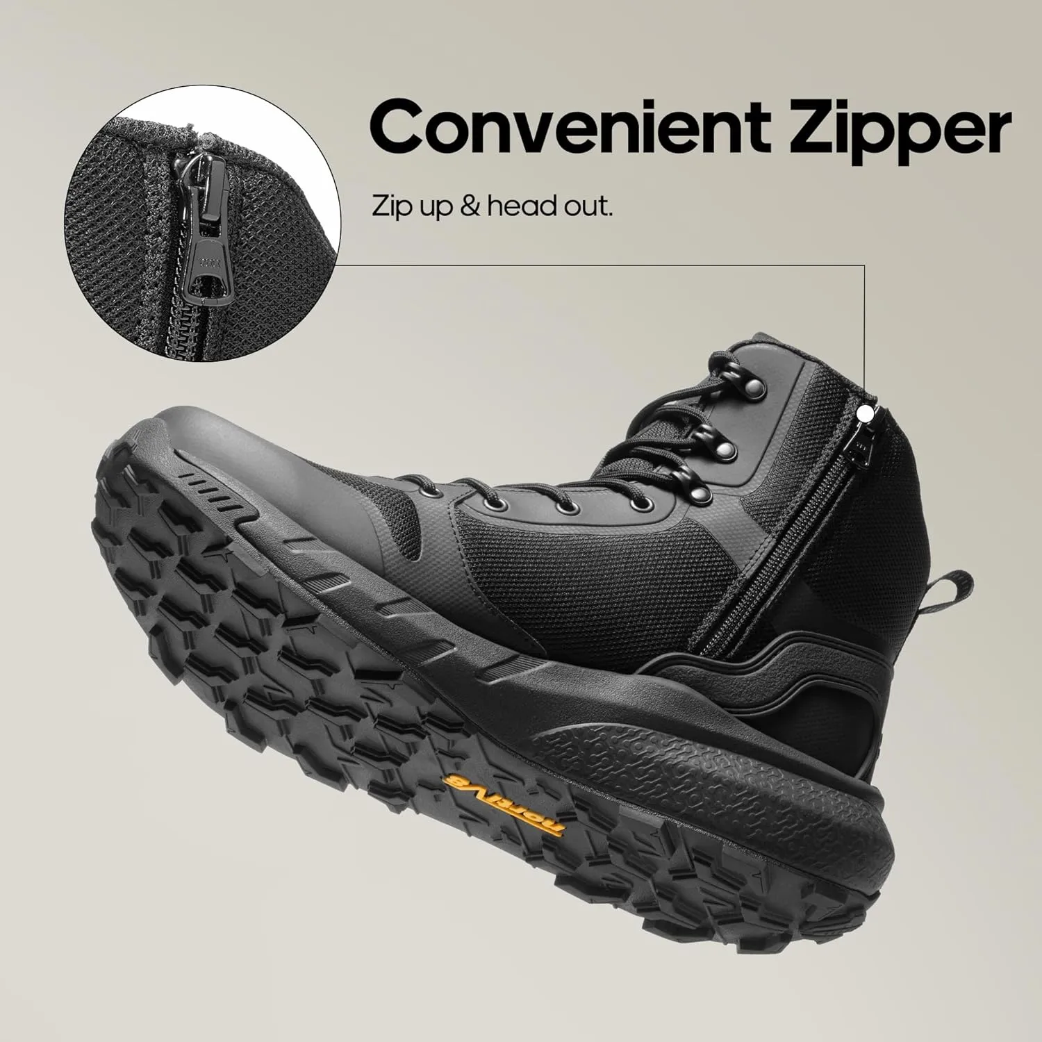 NORTIV 8 Men's Military Tactical Boot Lightweight Comfortable Boots for Work All Day Side Zipper Motorcycle Combat Hiking Boots 8 Inches Metrostrike