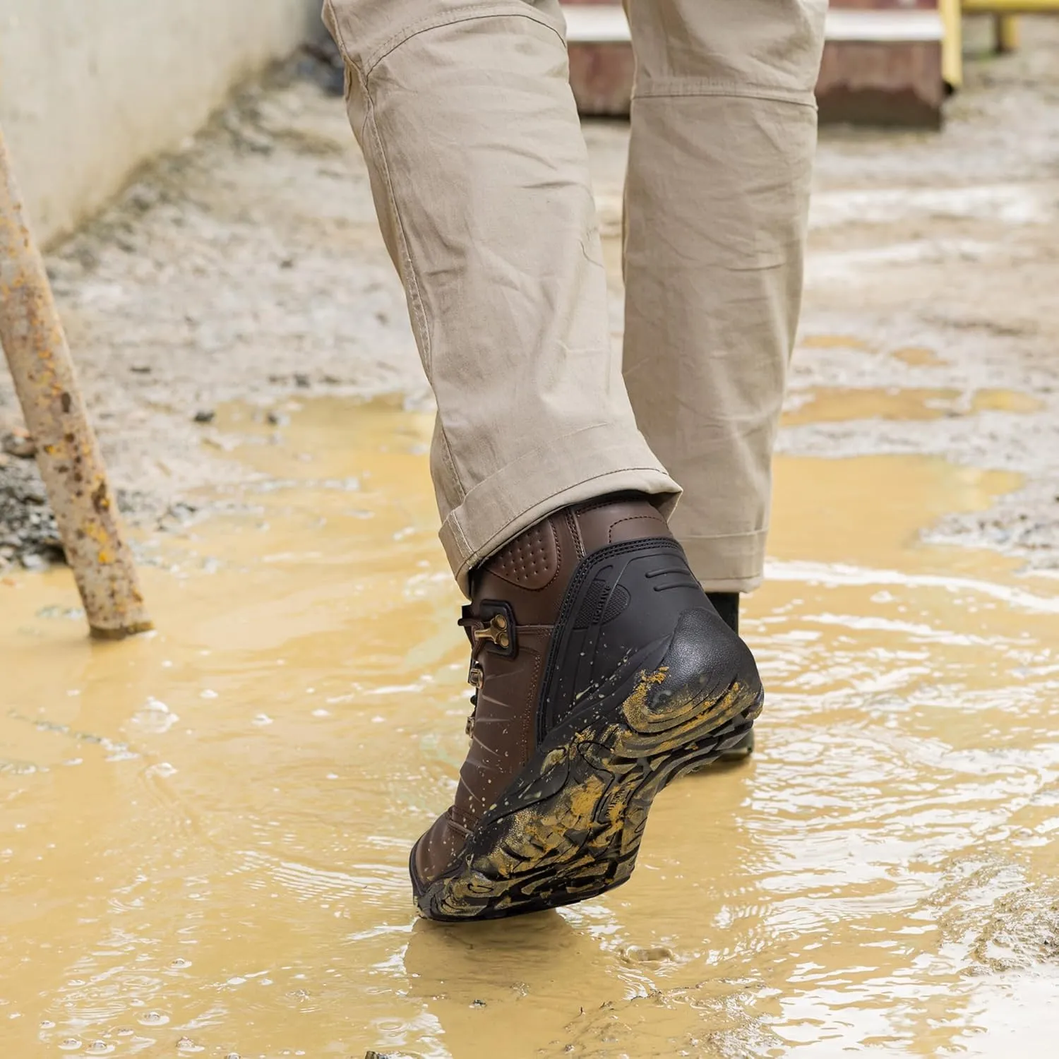 NORTIV 8 Men's Safety Steel Toe Work Boots Breathable Ankle Industrial Construction Boots FORTRESS