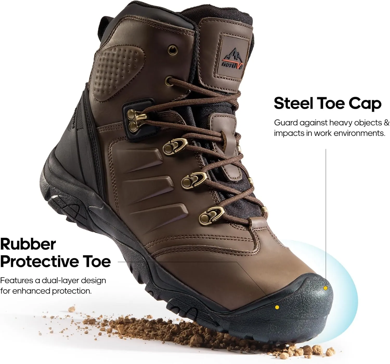NORTIV 8 Men's Safety Steel Toe Work Boots Breathable Ankle Industrial Construction Boots FORTRESS