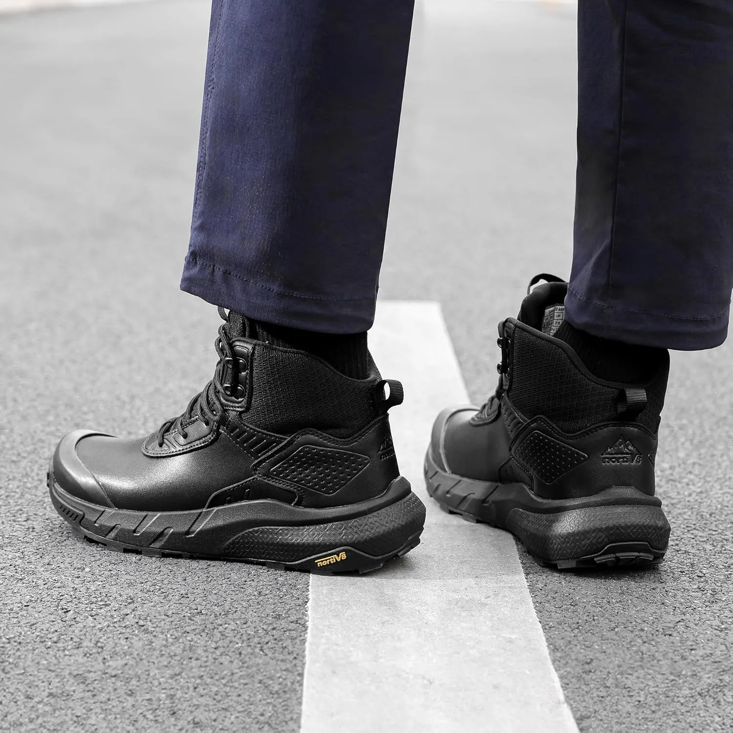 NORTIV 8 Men's Waterproof Military Tactical Work Boots Leather Motorcycle Combat Boots Lightweight Non-Slip Hiking Boots for Men Defender