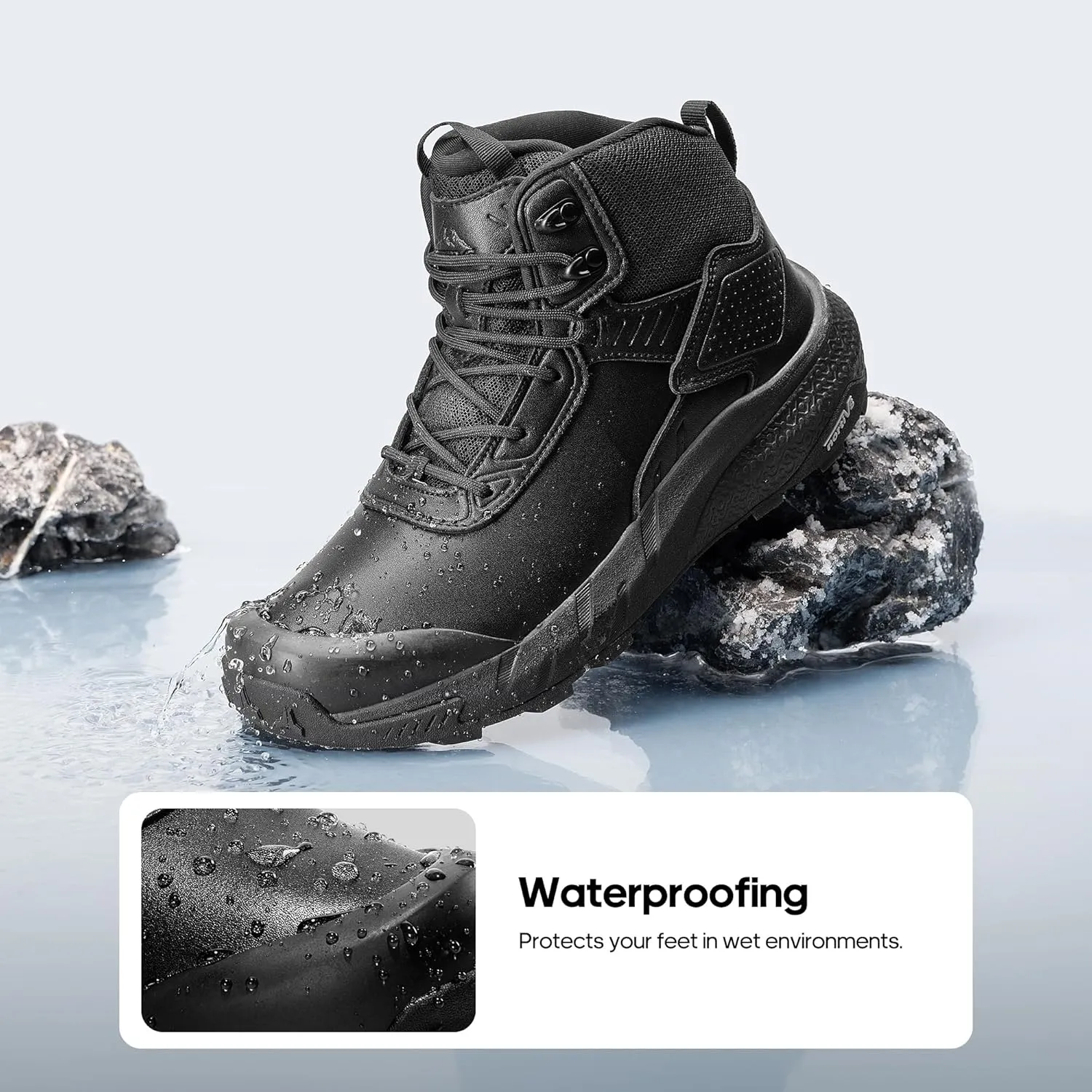 NORTIV 8 Men's Waterproof Military Tactical Work Boots Leather Motorcycle Combat Boots Lightweight Non-Slip Hiking Boots for Men Defender
