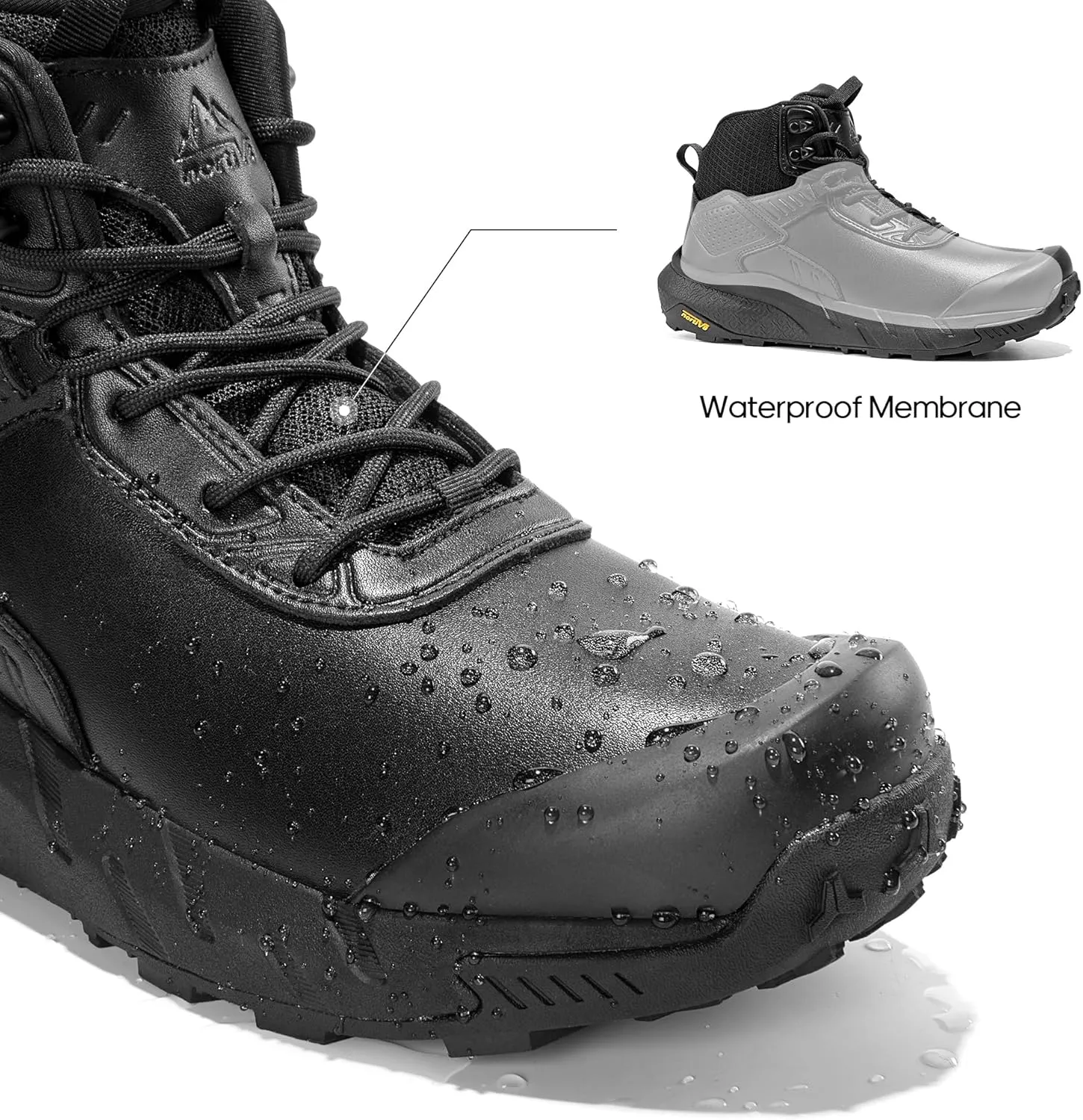 NORTIV 8 Men's Waterproof Military Tactical Work Boots Leather Motorcycle Combat Boots Lightweight Non-Slip Hiking Boots for Men Defender