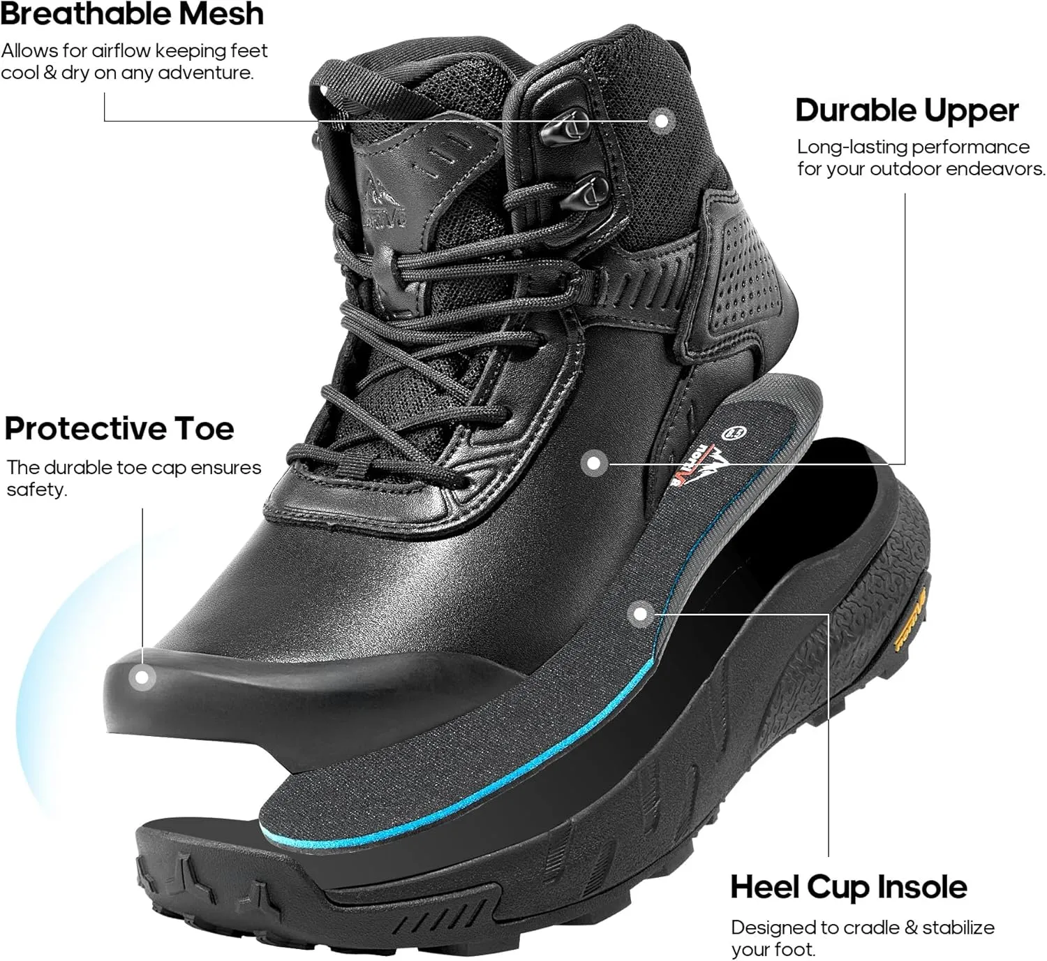 NORTIV 8 Men's Waterproof Military Tactical Work Boots Leather Motorcycle Combat Boots Lightweight Non-Slip Hiking Boots for Men Defender